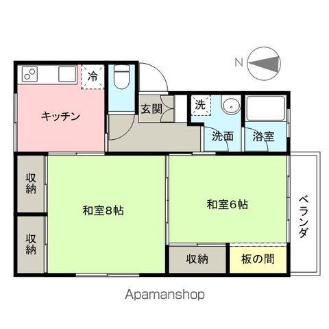 コーポ青葉(2DK/2階)の間取り写真