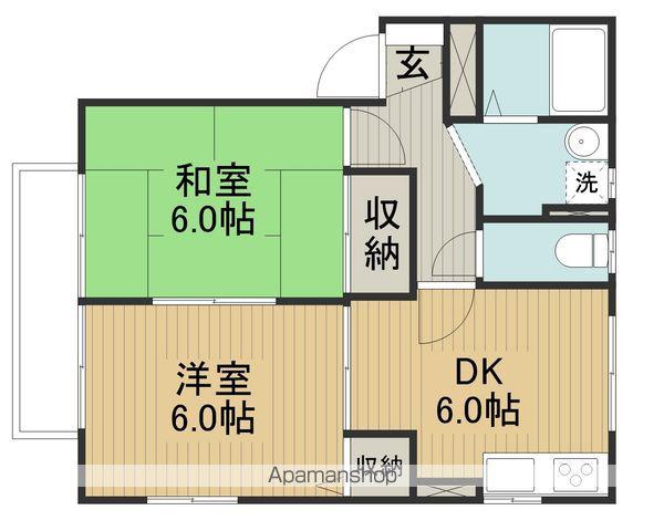 ディアスK&Y A棟(2DK/2階)の間取り写真