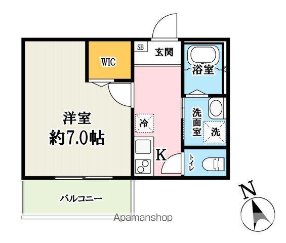 キャメル所沢狭山ヶ丘3C(1K/2階)の間取り写真