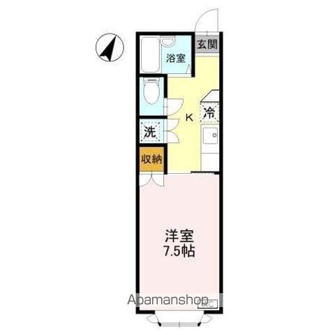 クリスタル大学南(1K/2階)の間取り写真