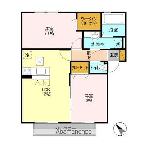 ソレイユⅡ(2LDK/1階)の間取り写真