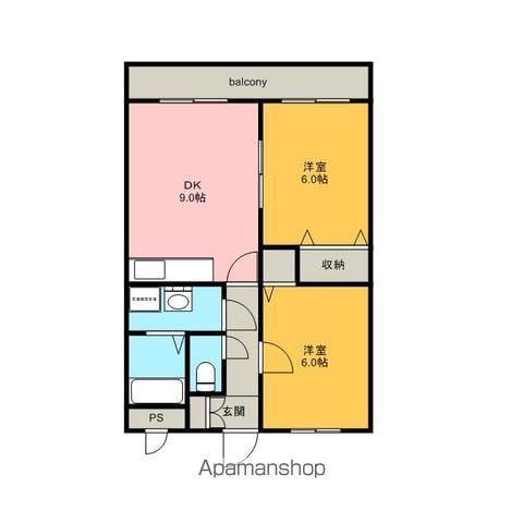 マンションロータス(2DK/2階)の間取り写真