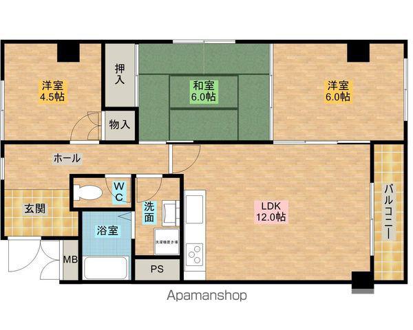 ソレイユ岸和田弐番館(3LDK/3階)の間取り写真