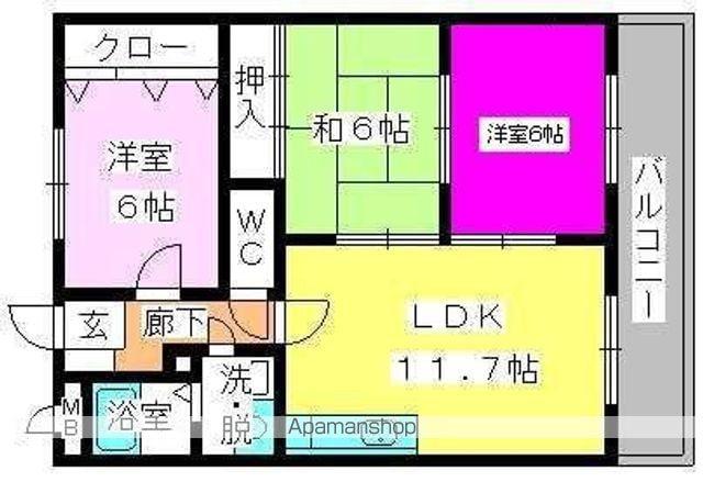リバーサイド志免(3LDK/1階)の間取り写真