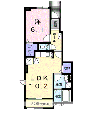 アローラ ナカツ Ⅰ(1LDK/1階)の間取り写真