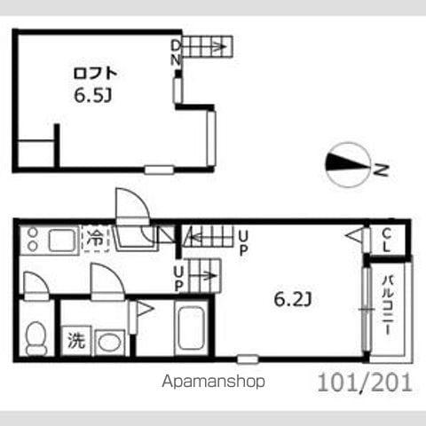 ハーモニーテラス茶屋坂通(1K/2階)の間取り写真