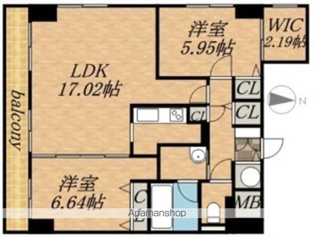 レジディア大通西(2LDK/13階)の間取り写真