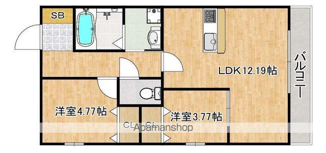 グレースショウエイ(2LDK/3階)の間取り写真