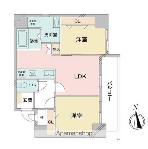 プライムコート(2LDK/4階)の間取り写真