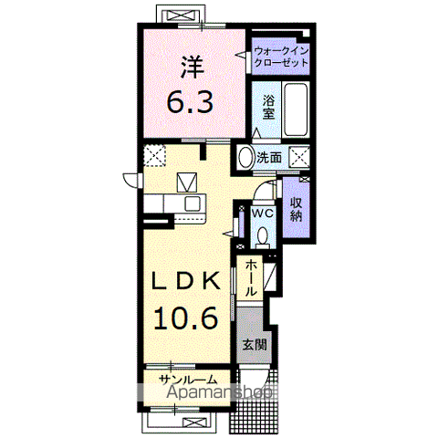 ユーフォリア グランデ(1LDK/1階)の間取り写真