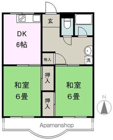 南原ハイツ(2DK/2階)の間取り写真