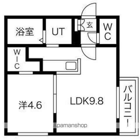 札幌市東豊線 元町駅(札幌) 徒歩4分 4階建 築7年(1LDK/4階)の間取り写真