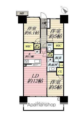 グランセンス吉川美南ステーションコート(3LDK/8階)の間取り写真