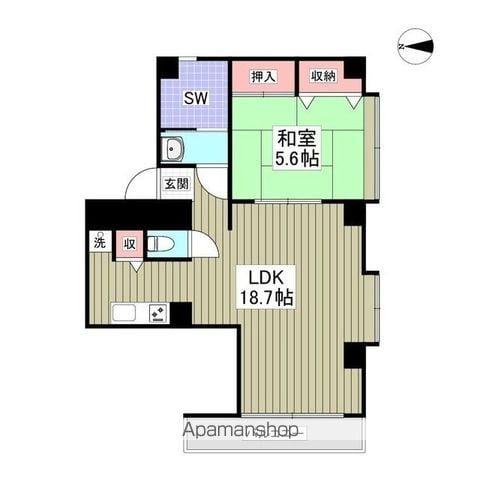 MKビル 稲毛区(1LDK/2階)の間取り写真