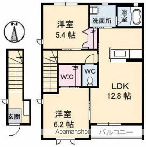 ミモザⅠ(2LDK/2階)の間取り写真