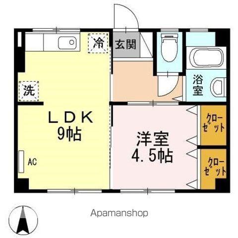 新浜マンション(1LDK/3階)の間取り写真