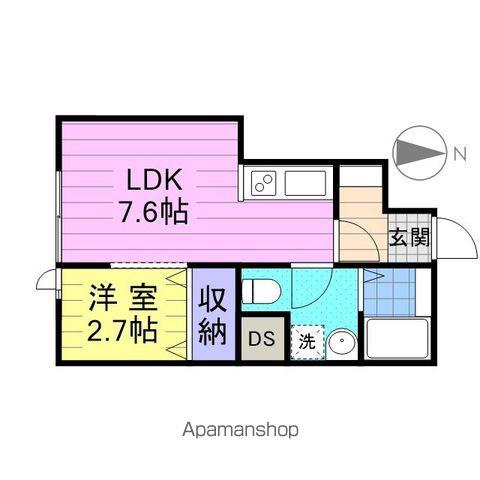 メリディアン白鳥(1LDK/1階)の間取り写真
