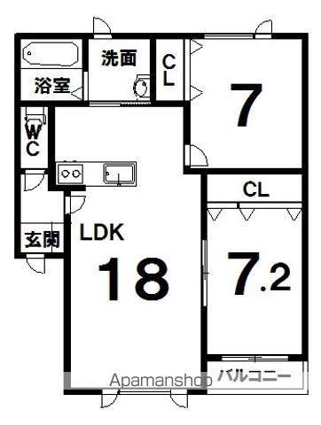 コルサK(2LDK/1階)の間取り写真