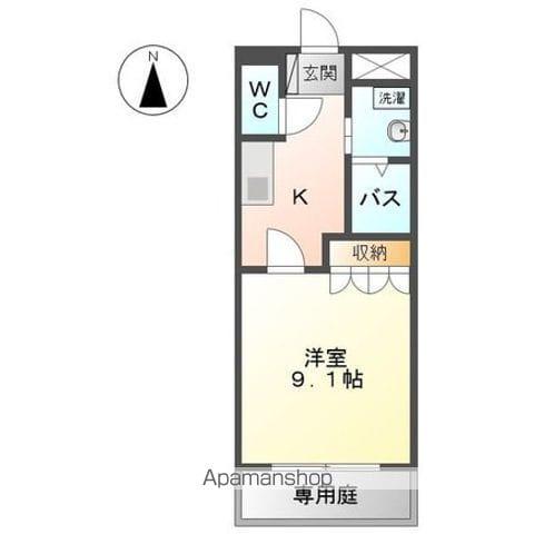 レイクサイドビュー(1K/1階)の間取り写真