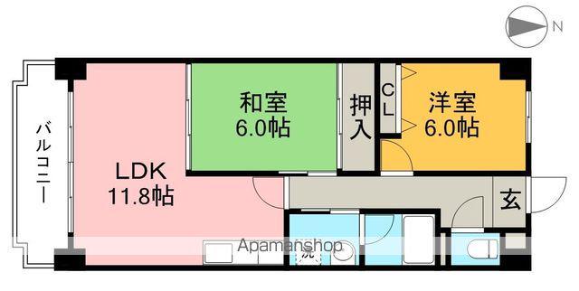 サンハイツ上町(2LDK/7階)の間取り写真