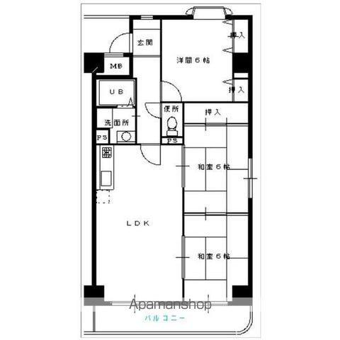 第二黒川ターミナルハイツ(3LDK/5階)の間取り写真
