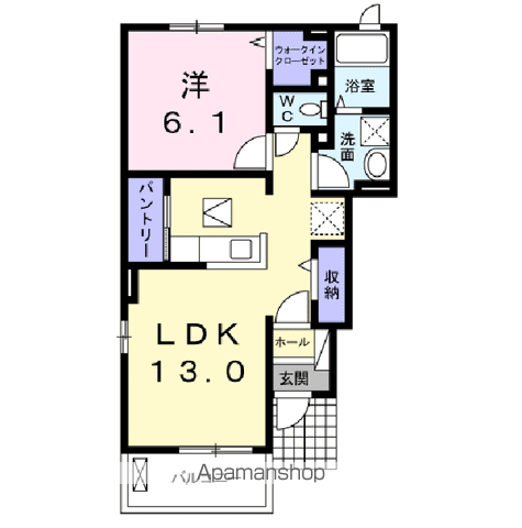 東北新幹線 くりこま高原駅 バス乗車時間:13分 高田二丁目バス停で下車 徒歩5分 2階建 築11年(1LDK/1階)の間取り写真