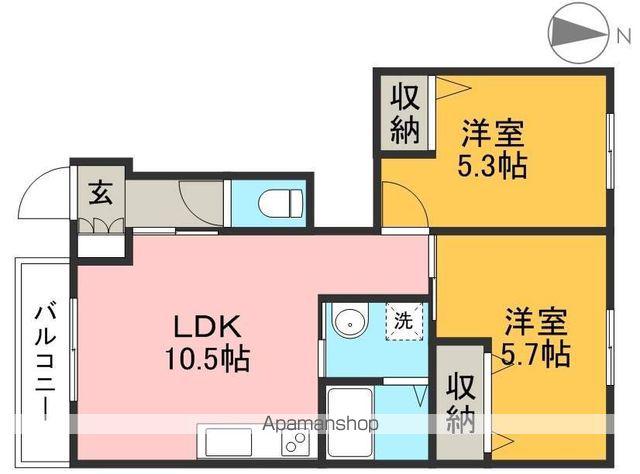 ロココ・モダン舞高(2LDK/1階)の間取り写真
