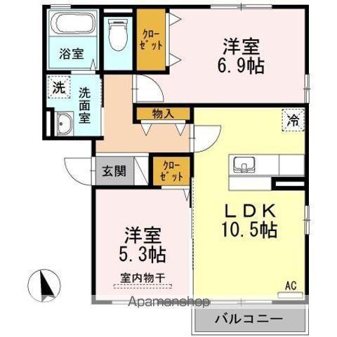 フロレスタⅠ(2LDK/3階)の間取り写真