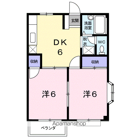 シャトレ仲(2DK/2階)の間取り写真