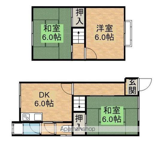 草津線 三雲駅 徒歩19分 2階建 築47年(3DK)の間取り写真