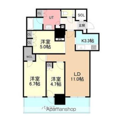ザ・札幌タワーズ ウエストタワー(3LDK/25階)の間取り写真
