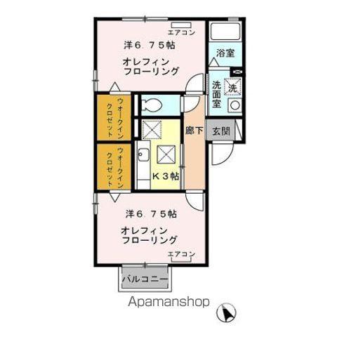 GRUNHEIM軽井沢(2K/1階)の間取り写真