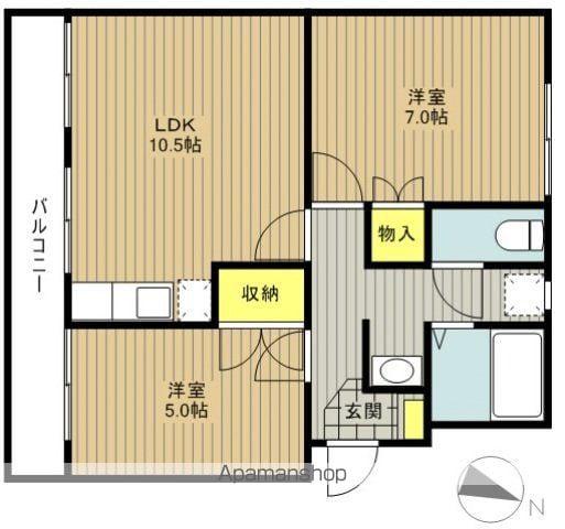 プラザドゥユートピア(2LDK/3階)の間取り写真