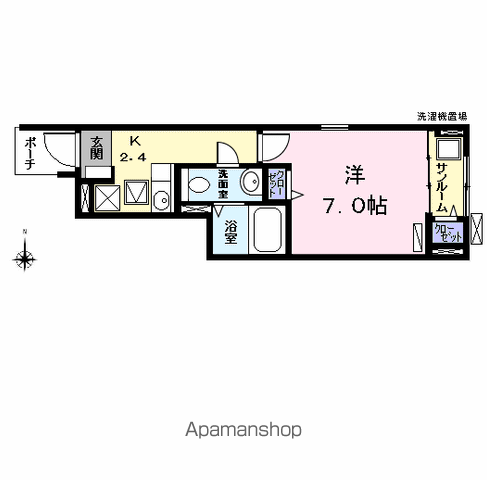 サン・ノーブル(1K/1階)の間取り写真