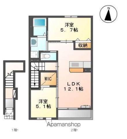 グランピュア イヴⅡ(2LDK/2階)の間取り写真