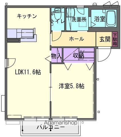 フィオーレ・トリアⅡ(1LDK/2階)の間取り写真