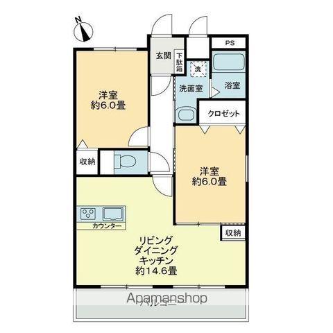 OKAマンション(2LDK/3階)の間取り写真