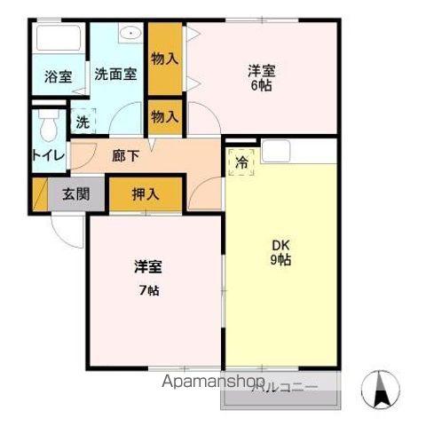 スカイコート野村 A棟(2DK/1階)の間取り写真