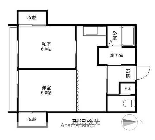 カーサスズキ(2DK/3階)の間取り写真