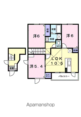 ア・ラ・モード小坂B(3LDK/2階)の間取り写真