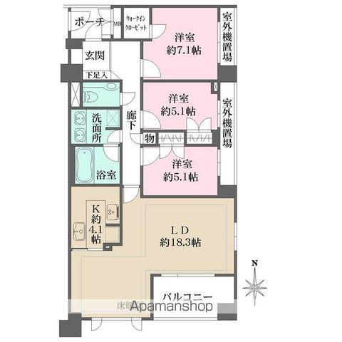 ファミールスクエア中野坂上(3LDK/3階)の間取り写真