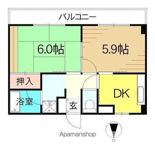 スプレッドハイツ(2DK/2階)の間取り写真
