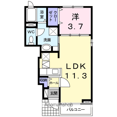 ラ・アムール エ クラージュ(1LDK/1階)の間取り写真