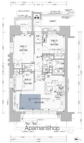 プレサンス ロジェ 名駅南(3LDK/11階)の間取り写真