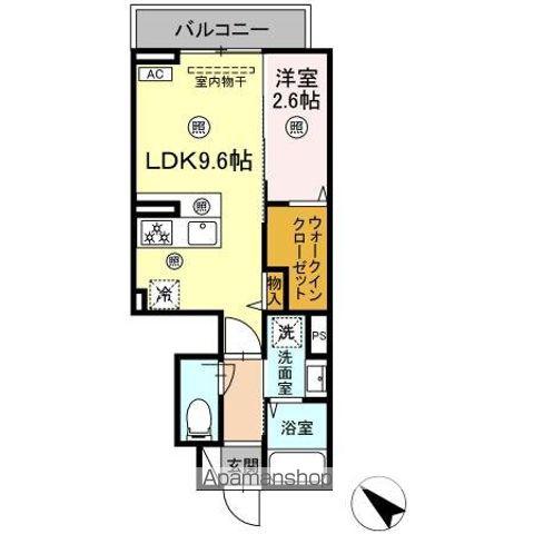 アンビシャス山口中央(1LDK/1階)の間取り写真