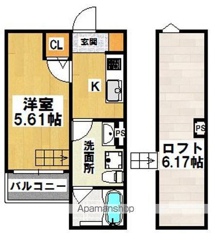 ASSO二条通(1K/2階)の間取り写真