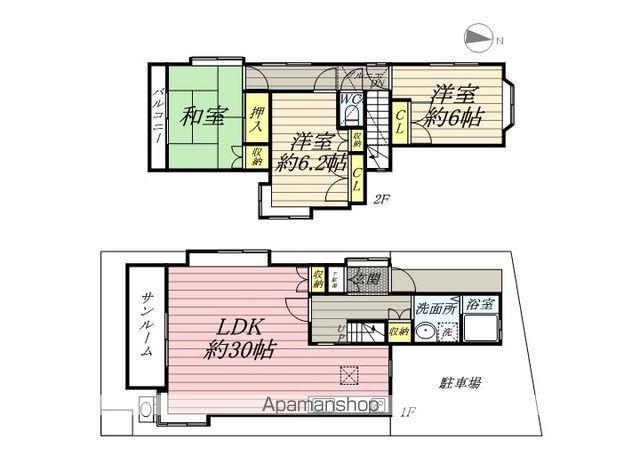 八高線 箱根ケ崎駅 徒歩13分 2階建 築32年(3LDK)の間取り写真