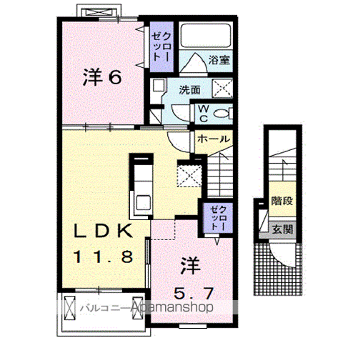 アクティフ浦上(2LDK/2階)の間取り写真