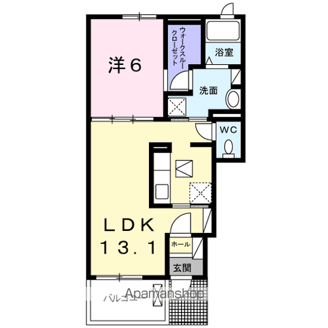 ブライト・ヒル(1LDK/1階)の間取り写真