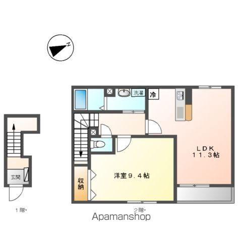 グリューネ ハウス(1LDK/2階)の間取り写真